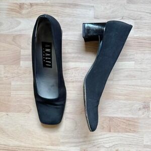 90s black square toe kitten heel size 7